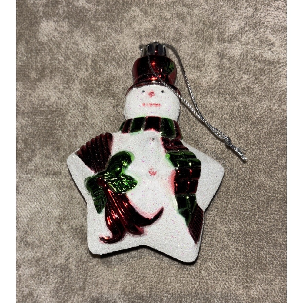 Vintage Snowman Star with Scarf 4.5" Christmas Ornament